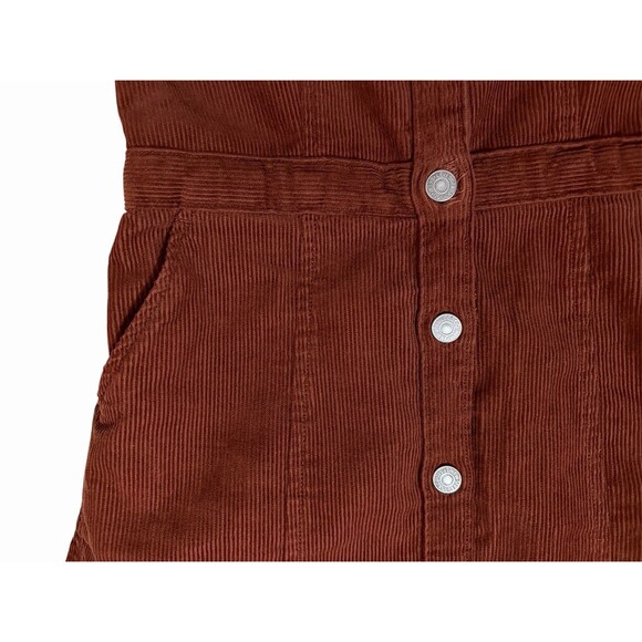Levi’s XS Corduroy Button Front Mini Dress Brown Sleeveless Casual Vintage Style - Picture 5 of 12